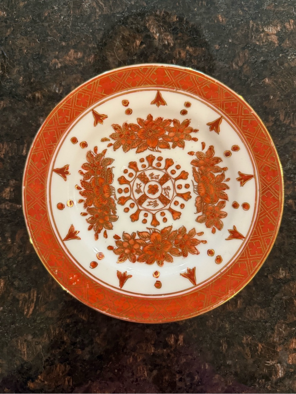 ACF Japanese Porcelain Ware Plate Orange And Gold Hong Kong